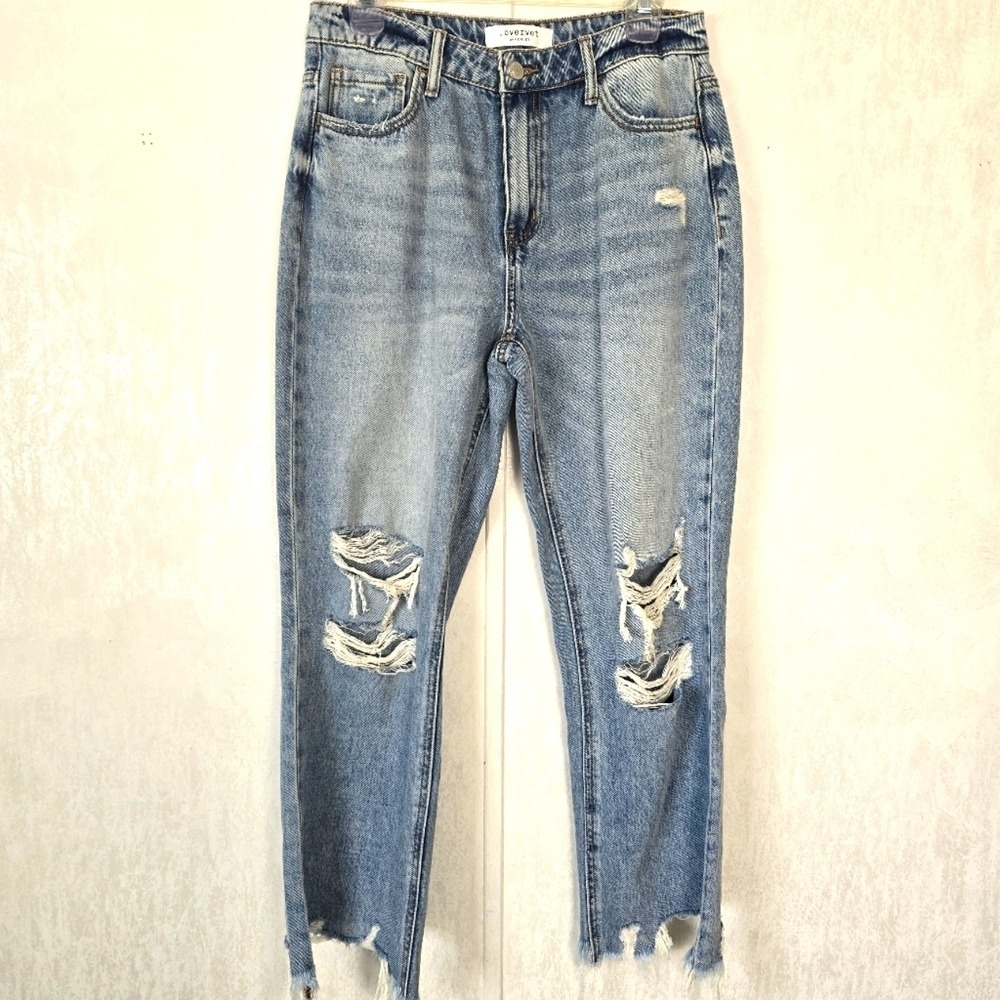 Lovervet By Vervet Womens 28 Jeans High Rise Straight Relaxed Distressed Cropped